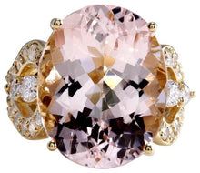 Load image into Gallery viewer, 12.00 Carats Exquisite Natural Morganite and Diamond 14K Solid Yellow Gold Ring