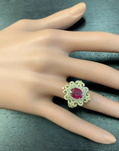 Load image into Gallery viewer, 4.50 Carats Impressive Red Ruby and Natural Diamond 14K Solid Yellow Gold Ring