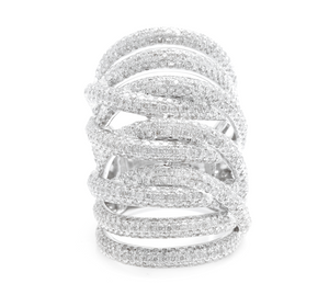Splendid 4.10 Carats Natural Diamond 14K Solid White Gold Ring