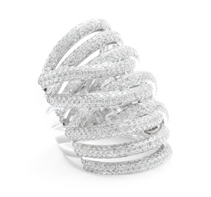 Splendid 4.10 Carats Natural Diamond 14K Solid White Gold Ring