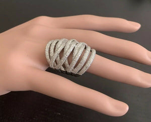 Splendid 4.10 Carats Natural Diamond 14K Solid White Gold Ring