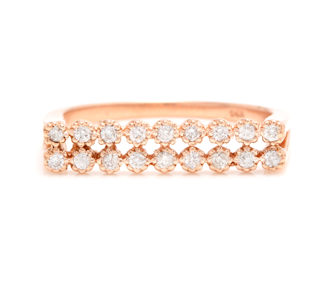 Splendid 0.25 Carats Natural Diamond 14K Solid Rose Gold Ring