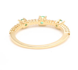 0.45 Carats Natural Emerald and Diamond 14K Solid Yellow Gold Ring