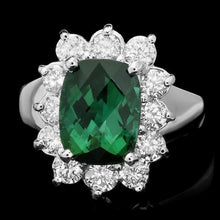 Load image into Gallery viewer, 3.00 Carats Natural Green Tourmaline and Diamond 14K Solid White Gold Ring