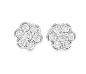 Exquisite 0.45 Carats Natural Diamond 14K Solid White Gold Stud Earrings