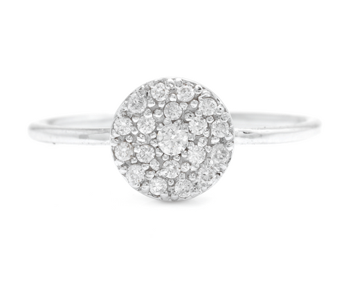 Splendid 0.15 Carats Natural Diamond 14K Solid White Gold Ring