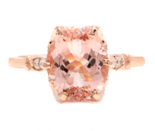 Load image into Gallery viewer, 3.60 Carats Natural Morganite and Diamond 14K Solid Rose Gold Ring