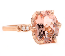 Load image into Gallery viewer, 3.60 Carats Natural Morganite and Diamond 14K Solid Rose Gold Ring