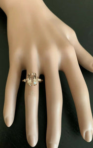 3.60 Carats Natural Morganite and Diamond 14K Solid Rose Gold Ring