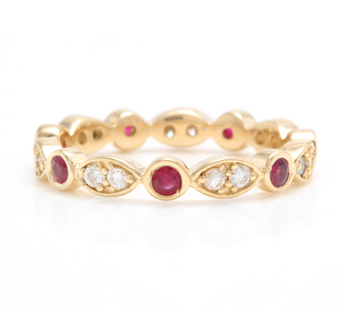 Impressive Natural Untreated Ruby and Natural Diamond 14K White Gold Ring