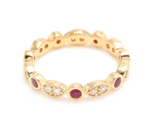 Impressive Natural Untreated Ruby and Natural Diamond 14K White Gold Ring
