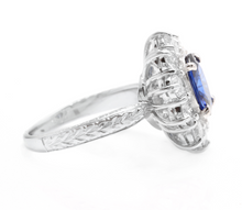 Load image into Gallery viewer, 4.30 Carats Exquisite Natural Blue Sapphire and Diamond 14K Solid White Gold Ring