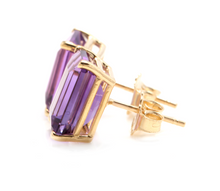 Load image into Gallery viewer, Exquisite Top Quality 7.45 Carats Natural Amethyst 14K Solid Yellow Gold Stud Earrings