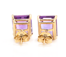 Load image into Gallery viewer, Exquisite Top Quality 7.45 Carats Natural Amethyst 14K Solid Yellow Gold Stud Earrings
