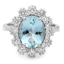 Load image into Gallery viewer, 4.15 Carats Natural Aquamarine and Diamond 14K Solid White Gold Ring