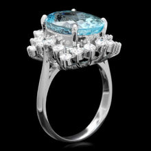 Load image into Gallery viewer, 7.85 Carats Natural Aquamarine and Diamond 14K Solid White Gold Ring