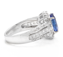 Load image into Gallery viewer, 4.10 Carats Natural Very Nice Looking Tanzanite and Diamond 14K Solid White Gold Ring