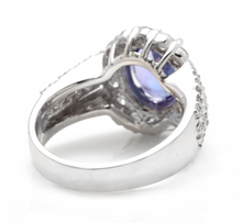 Load image into Gallery viewer, 4.10 Carats Natural Very Nice Looking Tanzanite and Diamond 14K Solid White Gold Ring