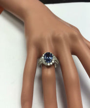 Load image into Gallery viewer, 4.10 Carats Natural Very Nice Looking Tanzanite and Diamond 14K Solid White Gold Ring