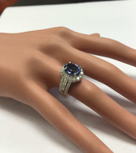 Load image into Gallery viewer, 4.10 Carats Natural Very Nice Looking Tanzanite and Diamond 14K Solid White Gold Ring