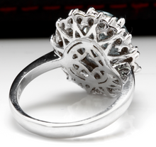 Load image into Gallery viewer, 4.30 Carats Natural Aquamarine and Diamond 14K Solid White Gold Ring