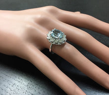 Load image into Gallery viewer, 4.30 Carats Natural Aquamarine and Diamond 14K Solid White Gold Ring