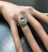 Load image into Gallery viewer, 4.30 Carats Natural Aquamarine and Diamond 14K Solid White Gold Ring