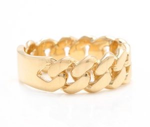 Amazing 14K Solid Yellow Gold Unisex Cuban Link Ring