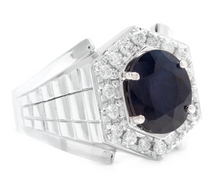 Load image into Gallery viewer, 5.60 Carats Natural Diamond &amp; Blue Sapphire 18K Solid Yellow Gold Men&#39;s Ring