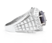 Load image into Gallery viewer, 5.60 Carats Natural Diamond &amp; Blue Sapphire 18K Solid Yellow Gold Men&#39;s Ring