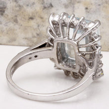 Load image into Gallery viewer, 9.20 Carats Natural Aquamarine and Diamond 14K Solid White Gold Ring