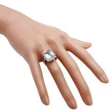 Load image into Gallery viewer, 9.20 Carats Natural Aquamarine and Diamond 14K Solid White Gold Ring