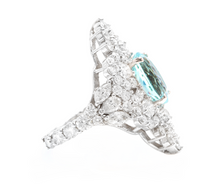 Load image into Gallery viewer, 8.10 Carats Natural Impressive Natural Aquamarine and Diamond 14K White Gold Ring