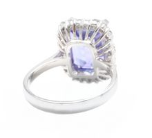 Load image into Gallery viewer, 6.45 Carats Natural Very Nice Looking Tanzanite and Diamond 14K Solid White Gold Ring