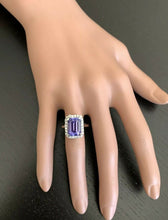 Load image into Gallery viewer, 6.45 Carats Natural Very Nice Looking Tanzanite and Diamond 14K Solid White Gold Ring