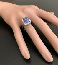 Load image into Gallery viewer, 6.45 Carats Natural Very Nice Looking Tanzanite and Diamond 14K Solid White Gold Ring