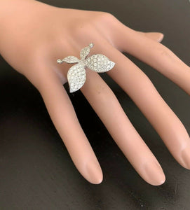 1.15Ct Splendid Natural Diamond 14K Solid White Gold Flower Ring