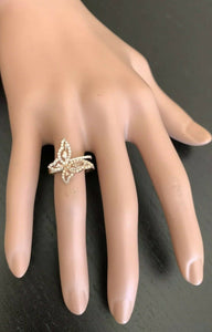 0.70Ct Splendid Natural Diamond 14K Solid White Gold Butterfly Ring