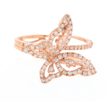 Load image into Gallery viewer, 0.70Ct Splendid Natural Diamond 14K Solid White Gold Butterfly Ring
