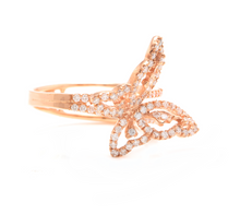 Load image into Gallery viewer, 0.70Ct Splendid Natural Diamond 14K Solid White Gold Butterfly Ring