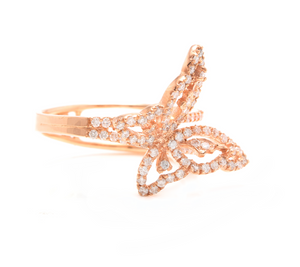 0.70Ct Splendid Natural Diamond 14K Solid White Gold Butterfly Ring