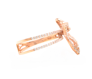 0.70Ct Splendid Natural Diamond 14K Solid White Gold Butterfly Ring