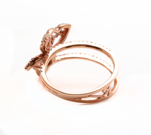 0.70Ct Splendid Natural Diamond 14K Solid White Gold Butterfly Ring