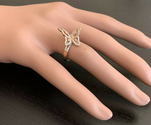 0.70Ct Splendid Natural Diamond 14K Solid White Gold Butterfly Ring