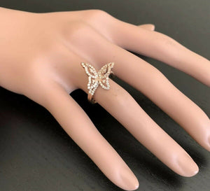 0.70Ct Splendid Natural Diamond 14K Solid White Gold Butterfly Ring