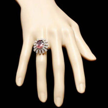 Load image into Gallery viewer, 8.80 Carats Natural Very Nice Looking Red Zircon and Diamond 14K Solid White Gold Ring