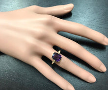 Load image into Gallery viewer, 3.38 Carats Natural Amethyst and Diamond 14K Solid Yellow Gold Ring