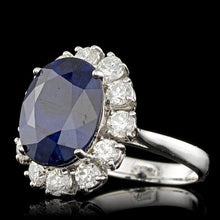 Load image into Gallery viewer, 10.40 Carats Natural Sapphire and Diamond 14K Solid White Gold Ring
