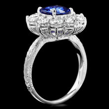 Load image into Gallery viewer, 3.60 Carats Exquisite Natural Blue Sapphire and Diamond 18K Solid White Gold Ring