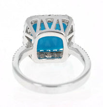 Load image into Gallery viewer, 4.00 Carats Impressive Natural Turquoise and Diamond 14K White Gold Ring